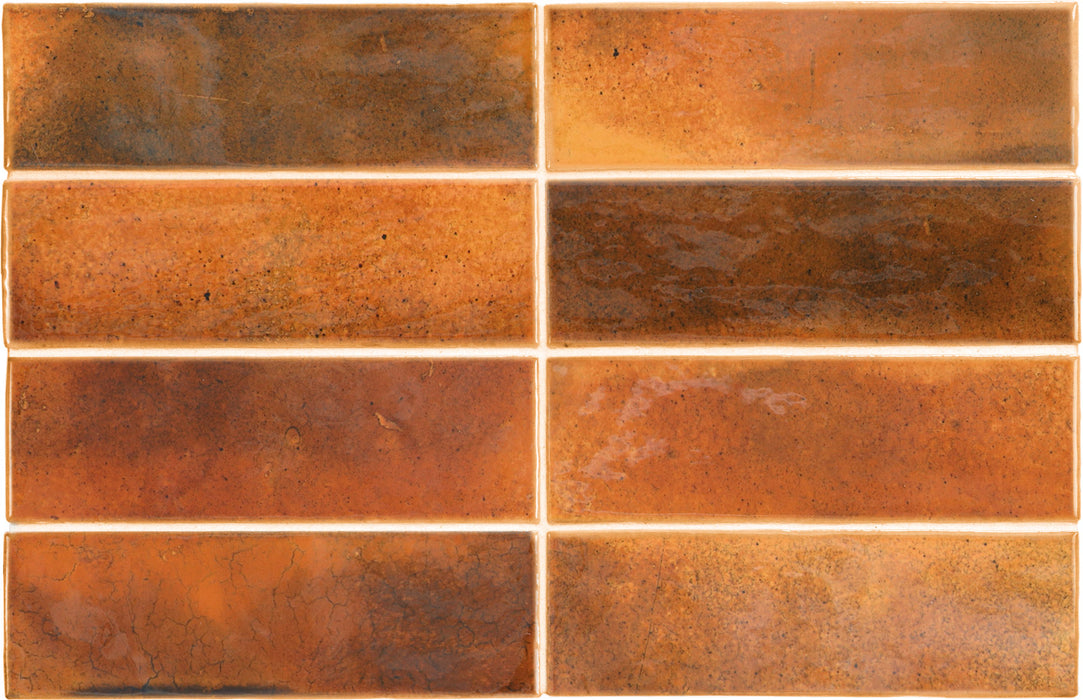 Muestra de azulejos completos Beijing Brick Tile | Orange Gloss | Minezo marroquí | 5.1cm x 16.1cm