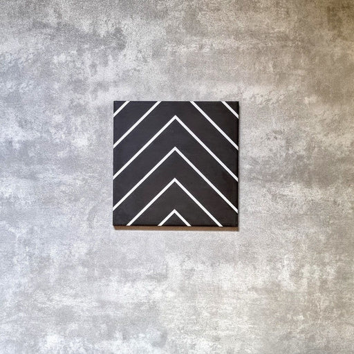 Zig zag Black Tiles | Black | Moroccan Tiles | 20cm x 20cm | Wall & Floor Tiles FULL TILE SAMPLE