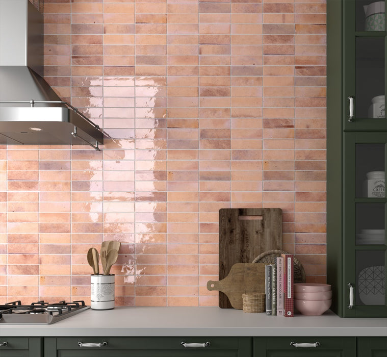 Beijing Brick Tile | Pink Gloss | Minezo marroquí | 5.1cm x 16.1cm