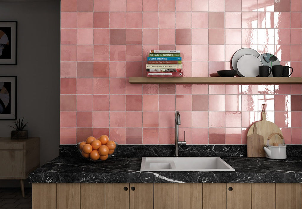 Zellij Tile cuadrado | Pink Gloss | Minezo marroquí | 13.2cm x 13.2cm
