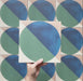  Geometry Ocean 20x20cm geometric patterned tile with blue and green semicircles on a sand and white background.