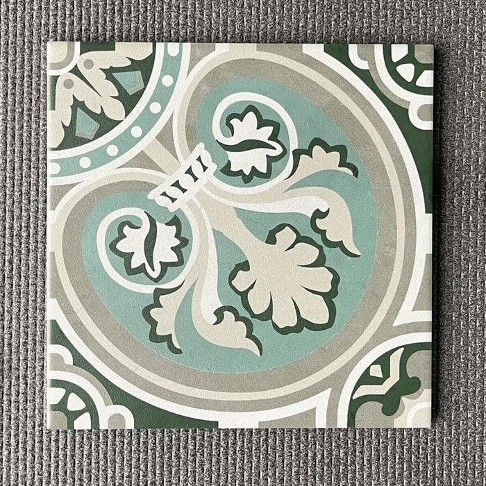 Azulejo de la Avenida Toulouse | Azulejos verdes victorianos | 20cm x 20cm