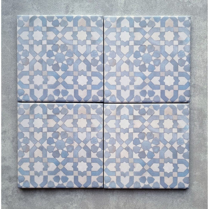 Beduin tetuan azul mini mosaico de pared de porcelana marroquíes 15 cm x 15 cm