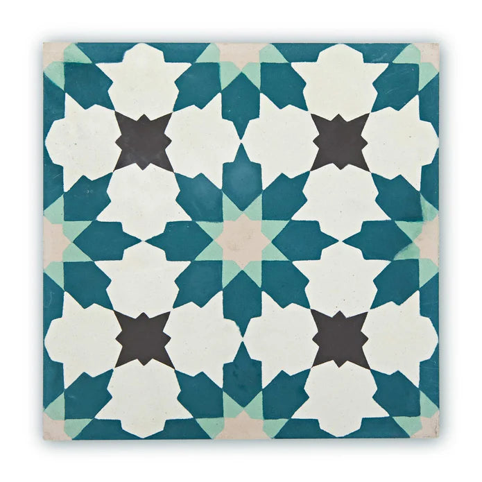 Azulejos Mamounia | Verde azulado | Azulejos marroquíes | Pared y piso | 20cm x 20cm