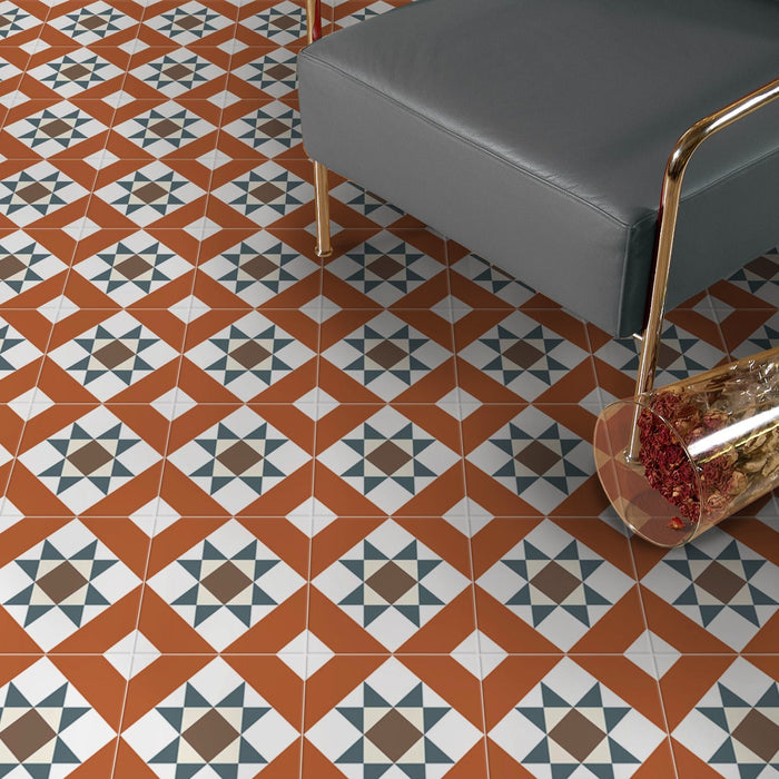 Parsons Terracotta Victorian Geometric Pattern  Wall Floor Tiles