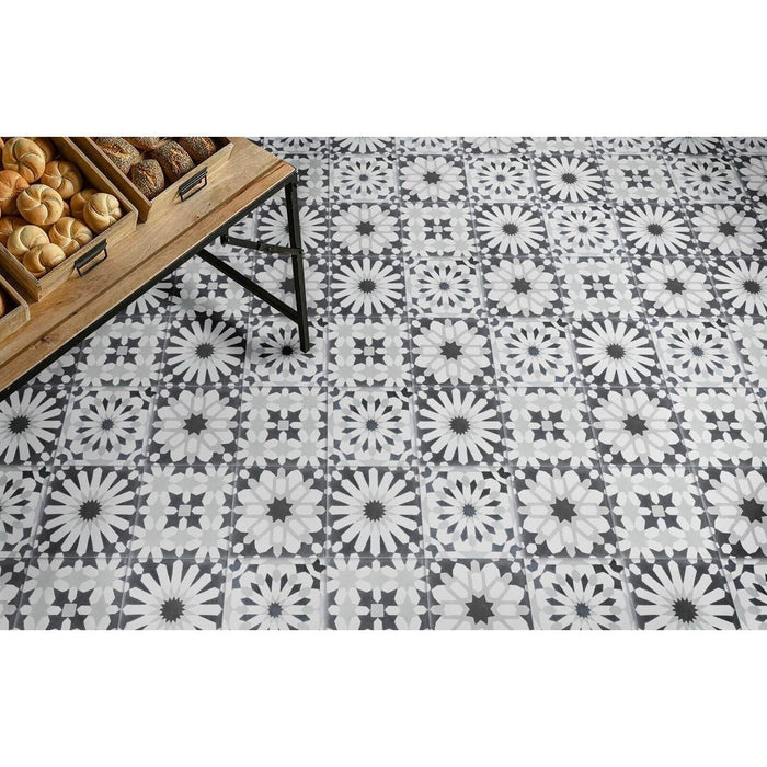 Soukaina Black B Pattern Moroccan Wall & Floor Tiles 20 x 20cm