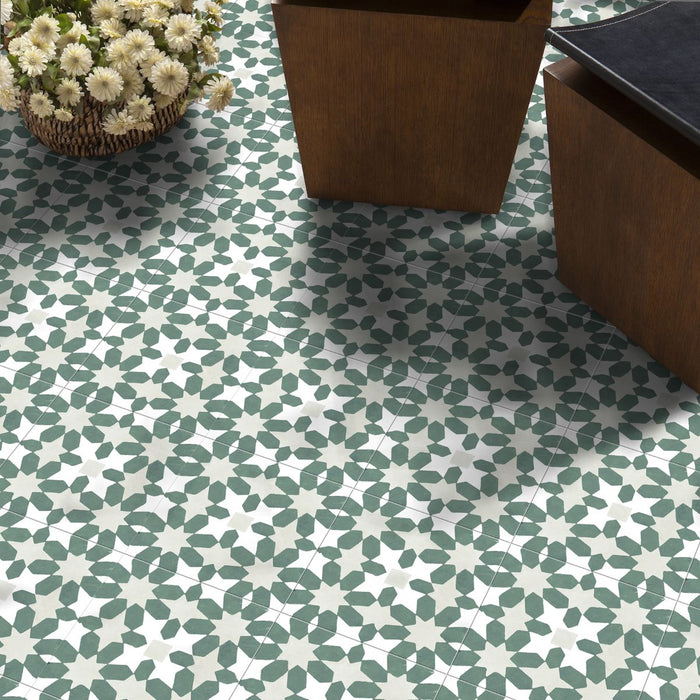 Soukaina Green C Pattern 20cm x 20cm FULL TILE SAMPLE