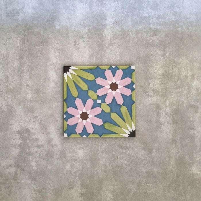 Fizaan Verano Marroquí Rosa Verde Patrón Azulejos 20cm x 20cm