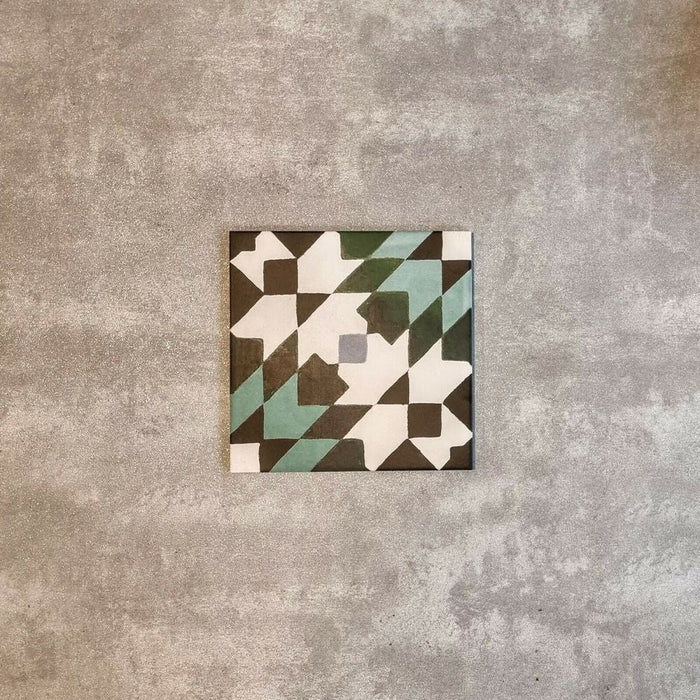 Mexico City Verde Porcelain Moroccan Wall And Floor Tile 20cm X 20cm FULL TILE SAMPLE