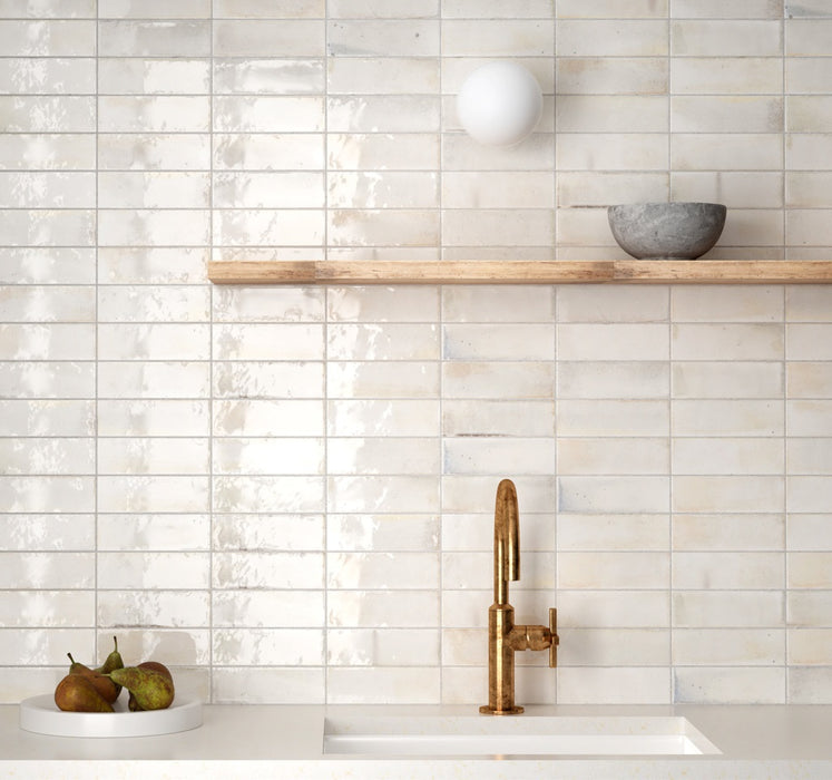 Beijing Brick Tile | Brillo blanco | Minezo marroquí | 5.1cm x 16.1cm