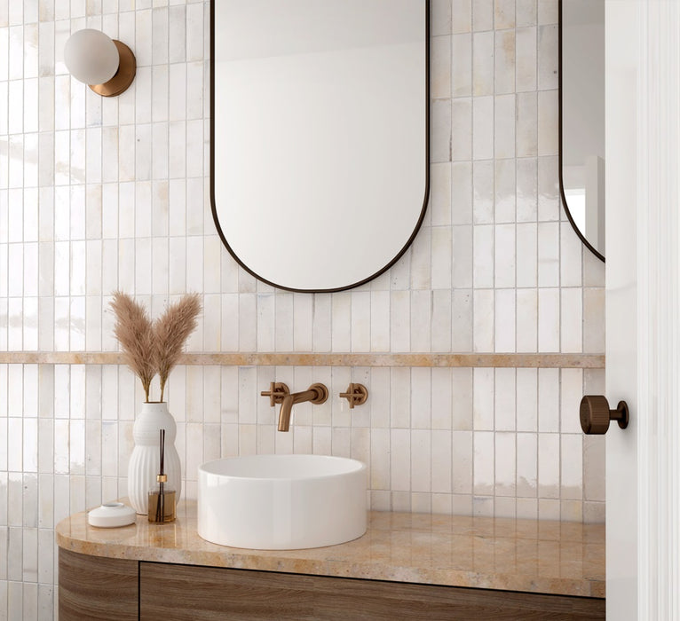 Beijing Brick Tile | Brillo blanco | Minezo marroquí | 5.1cm x 16.1cm