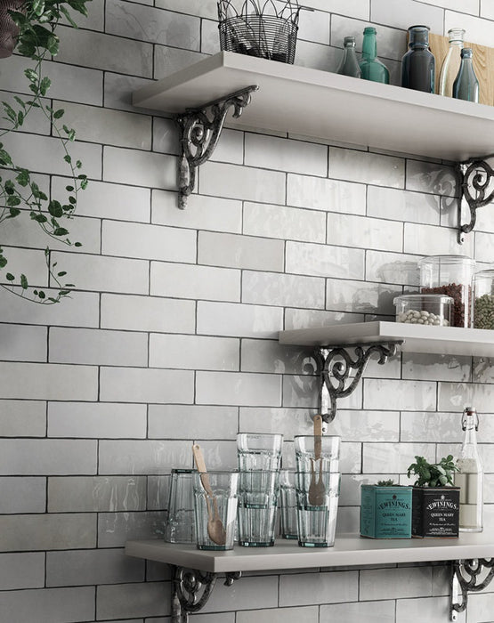 Zellij Brick Tile | Brillo blanco | Minezo marroquí | 6.5 cm x 20 cm