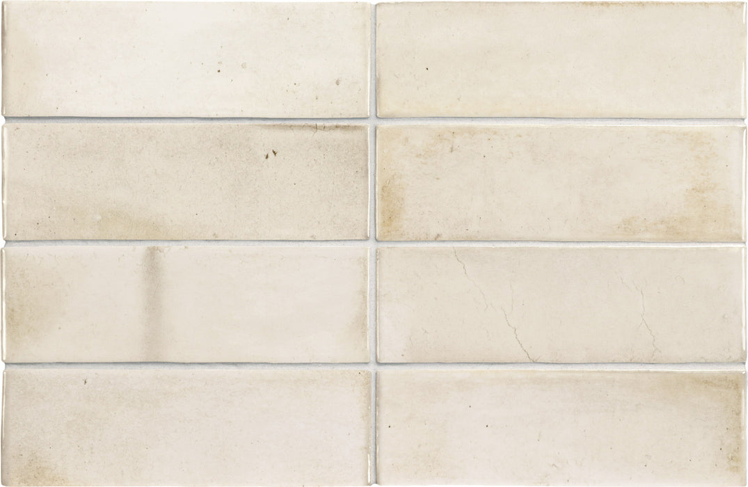 Muestra de azulejos completos Beijing Brick Tile | Brillo blanco | Minezo marroquí | 5.1cm x 16.1cm