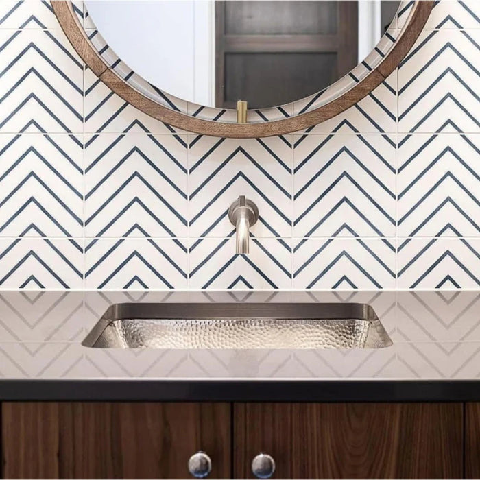 Azulejos Zig Zag Blanco | Blanco | Azulejos marroquíes | 20 cm x 20 cm | Azulejos para pared y piso