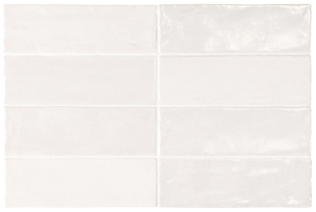 Muestra de azulejos completos Bejmat Brick Tile | Oyster blanca | Minezo marroquí | 6.5 cm x 20 cm