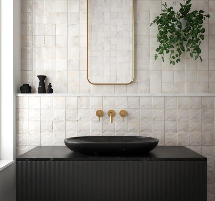 Beijing Square Tile | Brillo blanco | Minezo marroquí | 10 cm x 10 cm