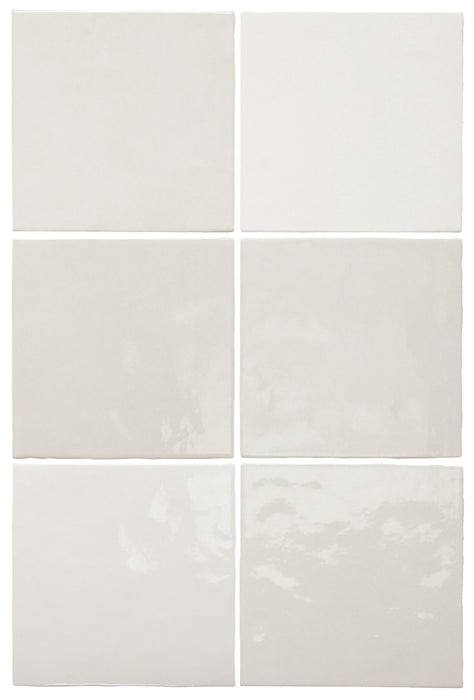 Muestra de mosaico completo Zellij Tile cuadrado | Brillo blanco | Minezo marroquí | 13.2cm x 13.2cm