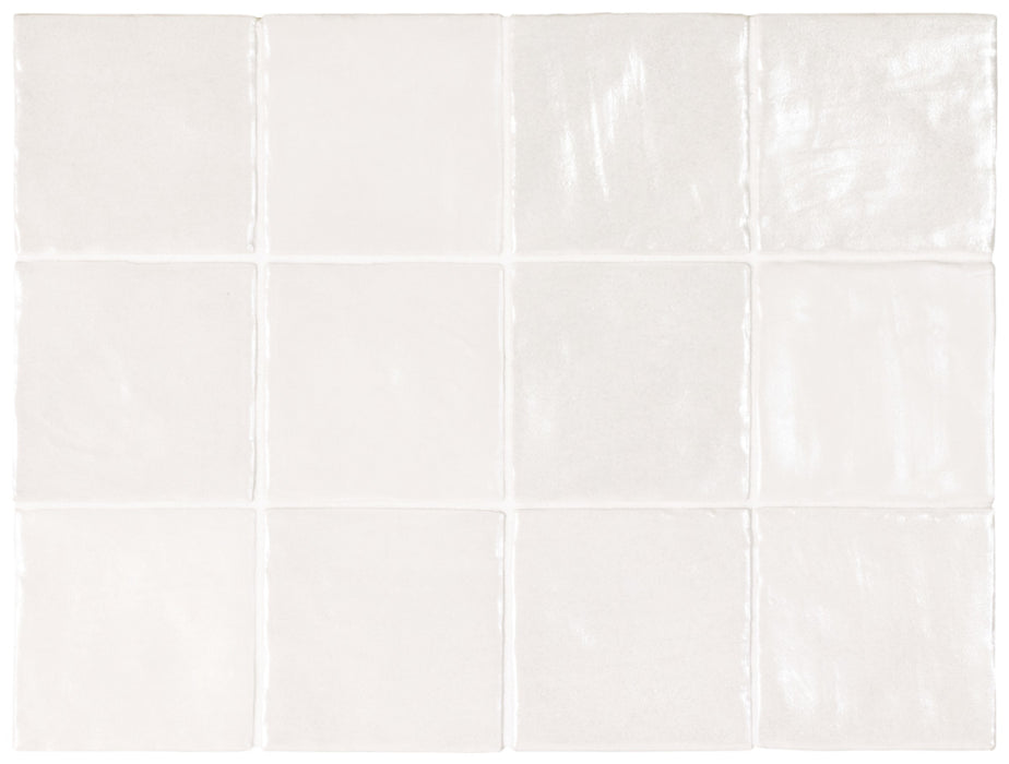 Muestra de mosaico completo Bejmat Tile cuadrado | Oyster blanca | Minezo marroquí | 10 cm x 10 cm